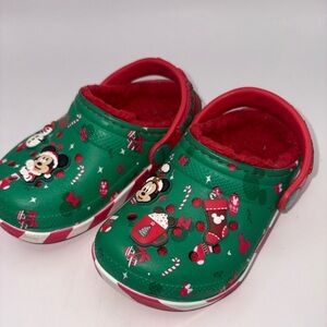 Disney Green and Red Kids crocs. Size 8